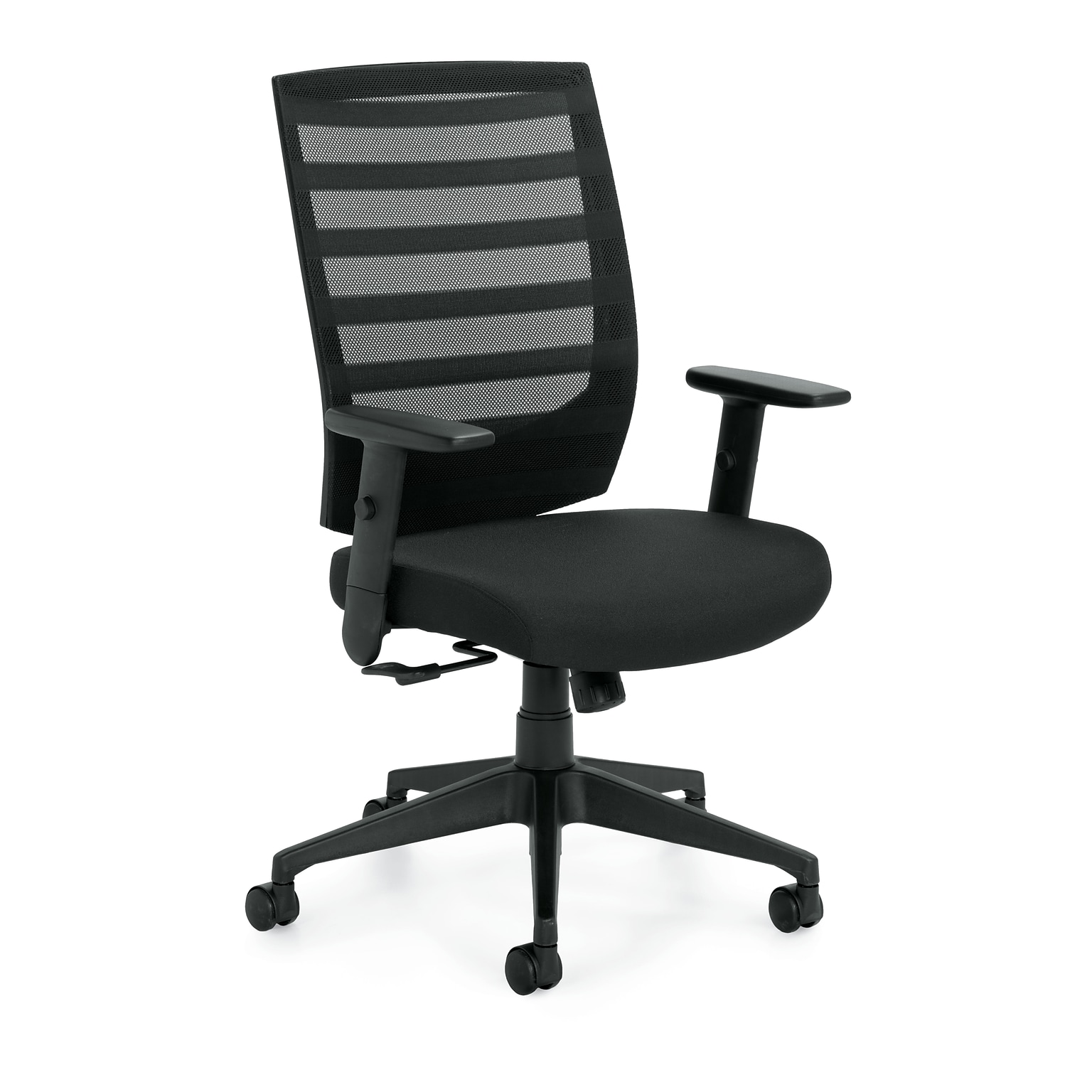 Offices To Go High-Back Mesh Fabric Management Chair, Black, Adjustable Arms (OTG11920B)