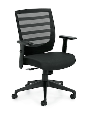 Offices To Go Mid-Back Mesh Fabric Management Chair, Black, Adjustable Arms (OTG11921B)