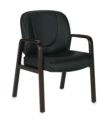 Offices To Go Luxhide Guest Chair with Wood Accents, Black (OTG11770BES)