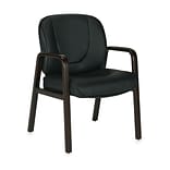 Offices To Go™ Luxhide Guest Chair with Wood Accents, Black (OTG11770BES)