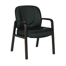 Offices To Go Luxhide Guest Chair with Wood Accents, Black (OTG11770BES)