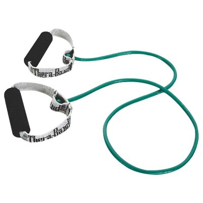 Thera-Band® Resistance Tubing with Soft Grip Handles, Green/ Heavy, 48