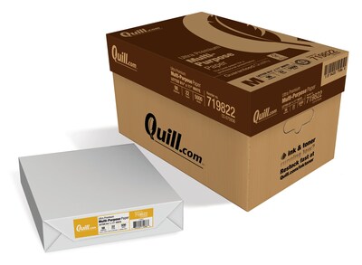 Quill Brand® 8.5 x 11 Multipurpose Paper, 22 lbs., 98 Brightness, 500 Sheets/Ream, 10 Reams/Carton (719822CT)