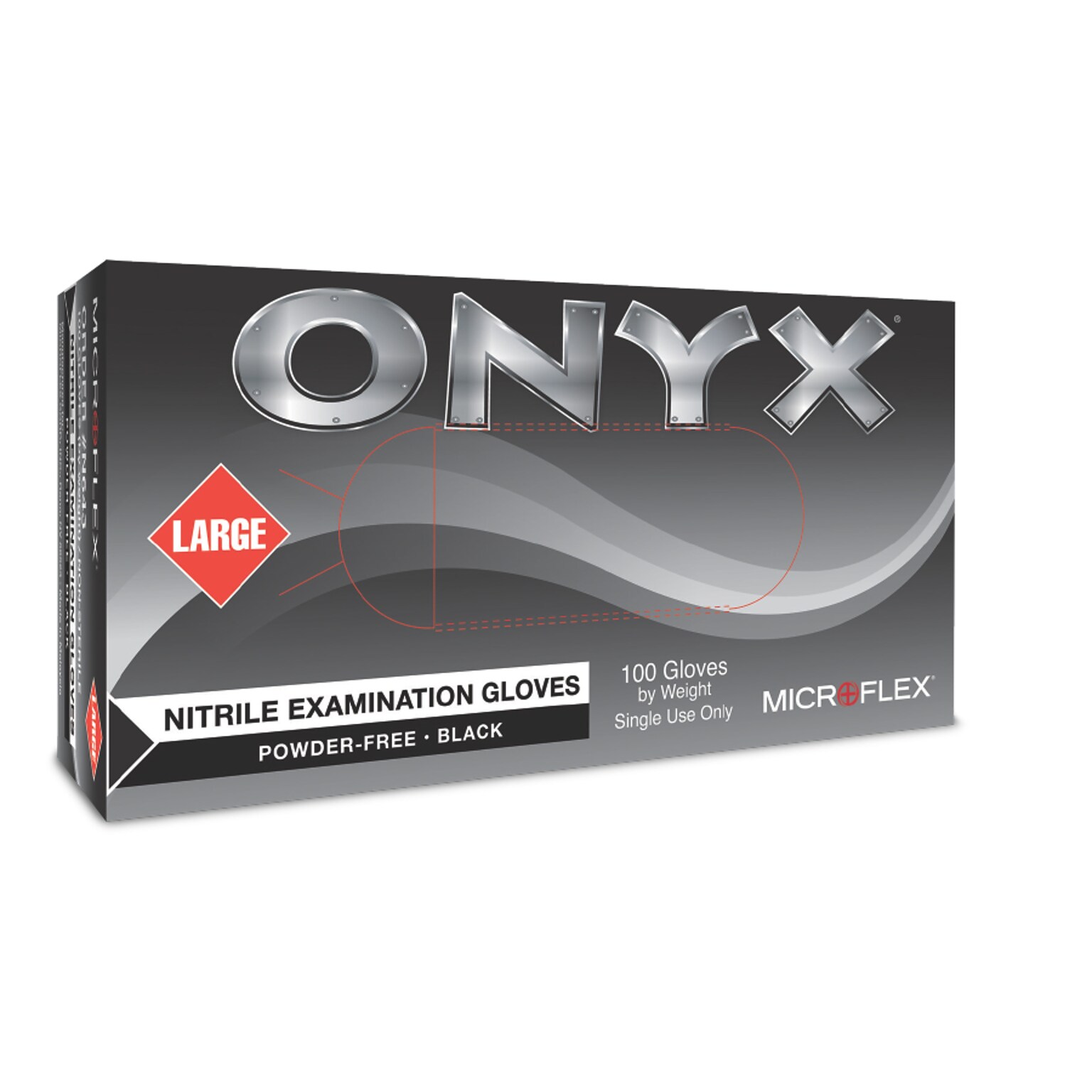 Ansell ONYX® Black Ambidextrous Nitrile Exam Gloves, Powder-Free, Size Large, 100/BX (748-N643)