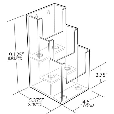 Azar Displays Plastic Trifold Brochure Holder, 2/PK (252033)