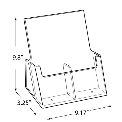 Azar Brochure Holder, 9.17 x 9.8, Vertical, Clear Acrylic, 2/Pack (252386)