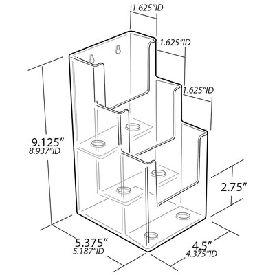 Azar Displays Acrylic Brochure Holder Trifold, 1/PK (250811)