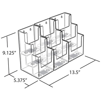 Azar Brochure Holder, 11 x 8, Horizontal, Desktop/Wall, Clear Acrylic, 2/Pack (AZA252817)