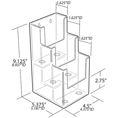 Azar Brochure Holder, 11" x 8", Horizontal, Desktop/Wall, Clear Acrylic, 2/Pack (AZA252817)