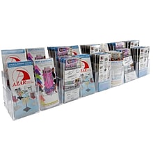 Azar Displays Two-Tiered Tri-Fold Brochure Counter Holder, Clear, Acrylic (252816)