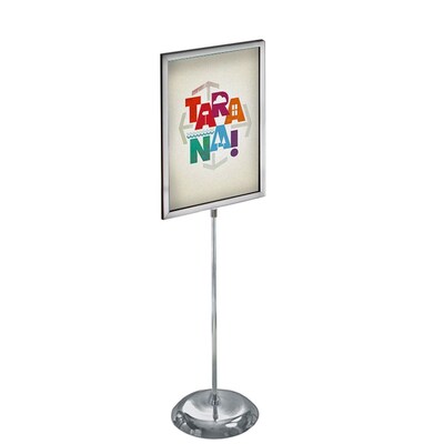 Azar Two-Sided Floor Stand Sign Holder, 22 x 28, Vertical, Freestanding, Silver Metal (AZA300289)