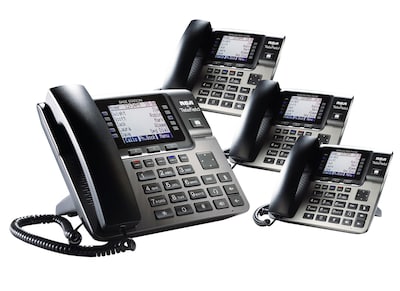 RCA Unison STP-RCAU1B3DOHS 4 Desk Phone Small Office Bundle, Black