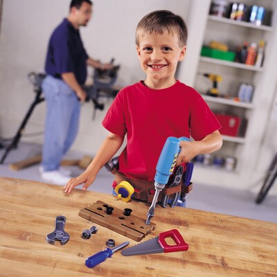 Pretend & Play Work Belt Tools, 12" x 14" x 3-1/2" carrying case, Set of 20