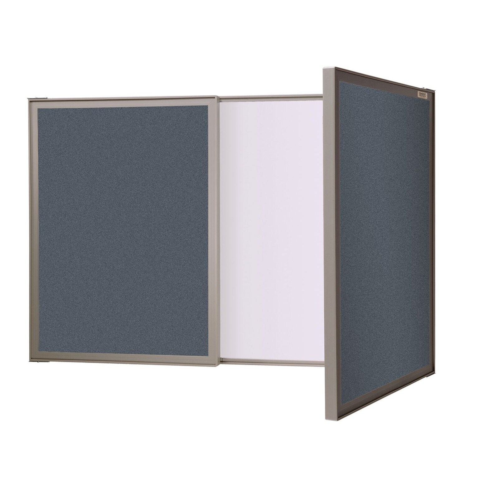 Ghent VisuALL PC Whiteboard Cabinet with Fabric Bulletin Board Exterior Doors, Aluminum Frame, 24 x 36 (41301)