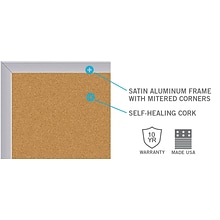 Ghent Natural Cork Bulletin Board with Aluminum Frame, 4H x 6W