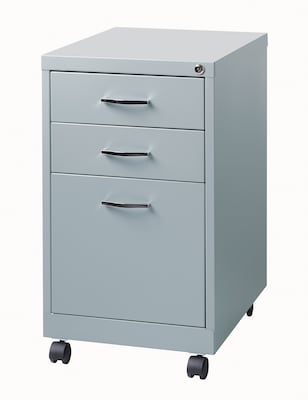 3-Drawer Metal File Cabinet, Platinum, 19" Deep (21027)