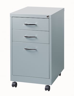 3-Drawer Metal File Cabinet, Platinum, 19 Deep (21027)