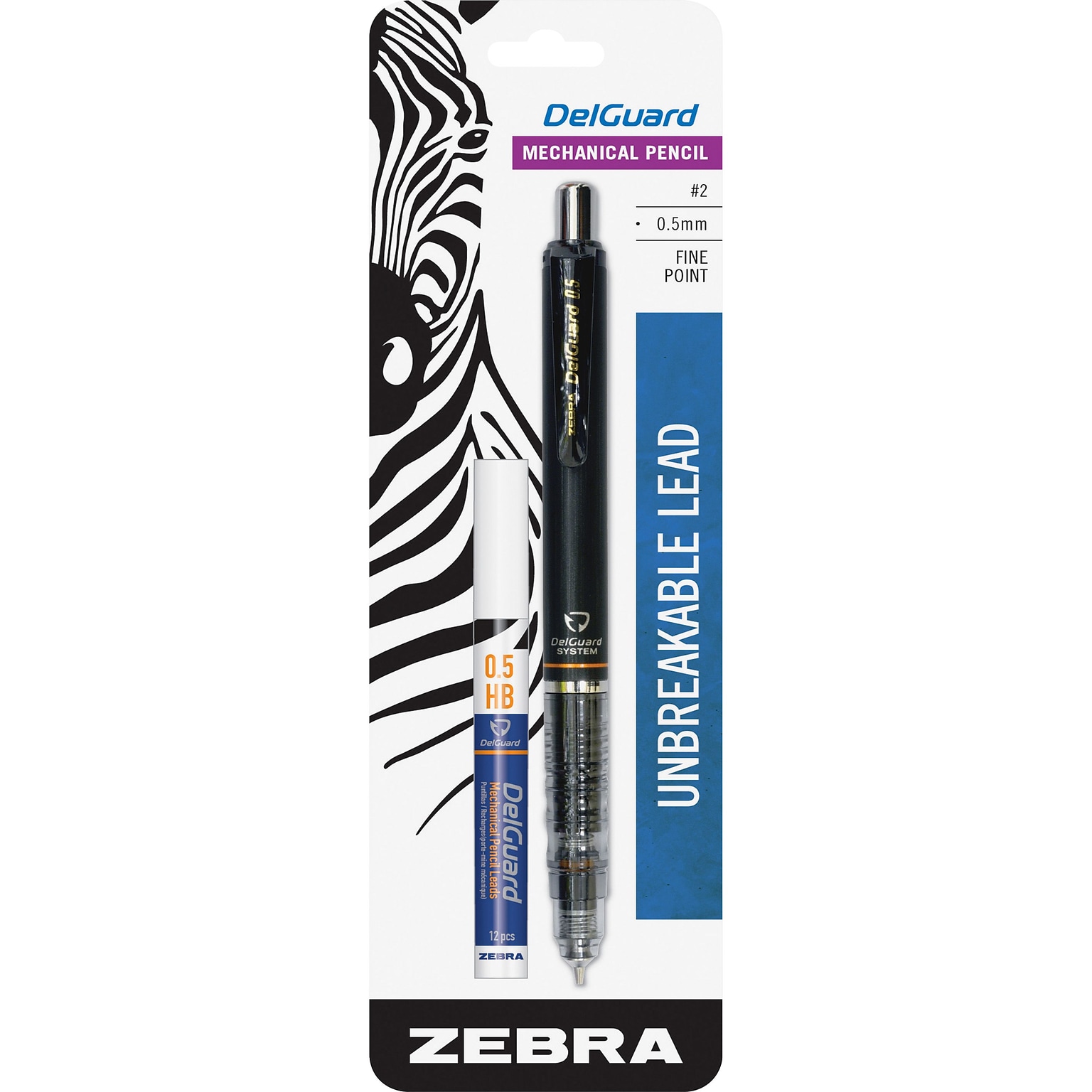 Zebra DelGuard Mechanical Pencil, 0.5mm, #2 Soft Lead (ZEB58611)