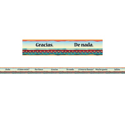 Saludos y expresiones de cortesía (Greetings) Chalkboard Topper, Grades 4-9+
