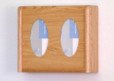 Wooden Mallet 2 Pocket Horizontal Wall Oak Glove Dispenser (GBW11-2LO)