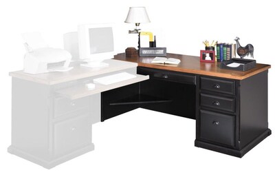 Martin Furniture Southhampton Cottage Collection; Black Onyx/Oak, L-Shape Desk for Left-Hand Return