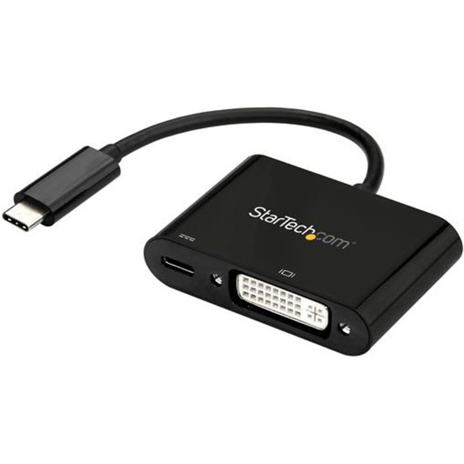 StarTech.com USB-C to DVI Adapter with Power Delivery (USB PD), USB Type C Adapter, 1920 x 1200, Black (CDP2DVIUCP)