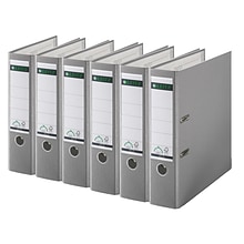 Leitz A4 Binders 3 2-Ring A4 Binders, D-Ring, Light Grey, 6/Pack (1010PACK-LG)