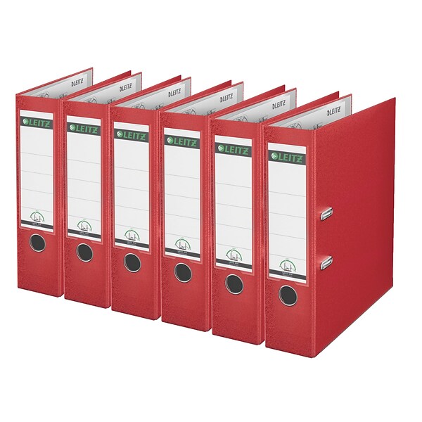 Leitz Premium 3 2-Ring A4 Sized European Binders, Red, 6/Pack (1010PACK-RD)
