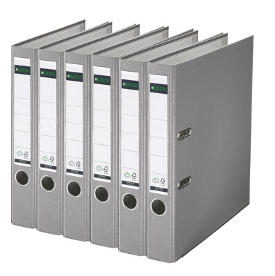 Leitz A4 Binders 2 2-Ring A4 Binders, D-Ring, Light Grey, 6/Pack (1015PACK-LG)