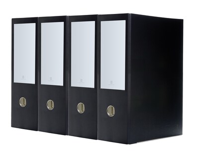 Bindertek Premium 4 3-Ring Legal Binders, D-Ring, Black, 4/Pack (3LGXPACK-BK)