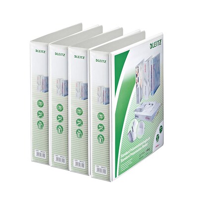 Leitz Premium 2.5 4-Ring A4 Sized European View Binders, White, 4/Pack (4286PACK)
