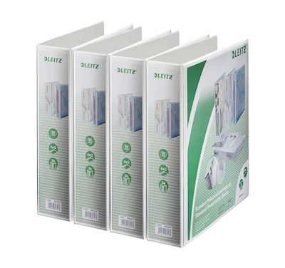 Leitz Premium 3 4-Ring A4 Sized European View Binders, White, 4/Pack (4287PACK)