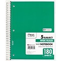 Mead® Spiral 5 Subject Notebook, 7.5 x 10.5, Wide Ruled, 180 Sheets, Assorted, Each (MEA05680)