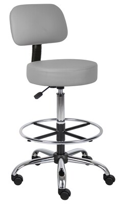 Boss Caressoft Medical/Drafting Stool w/ Back Cushion (B16245GY)
