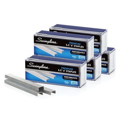 Swingline S.F.® 4® Premium Staples, 1/4 Leg Length, 5,000/Per Box, 5/Box Pack (35481)