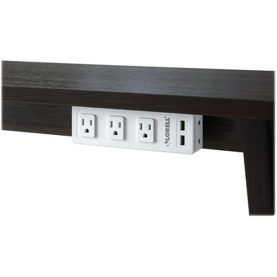 Lorell Under Desk AC Power Center 3-Outlet 2-USB Port Power Strip, 8, White (LLR33996)