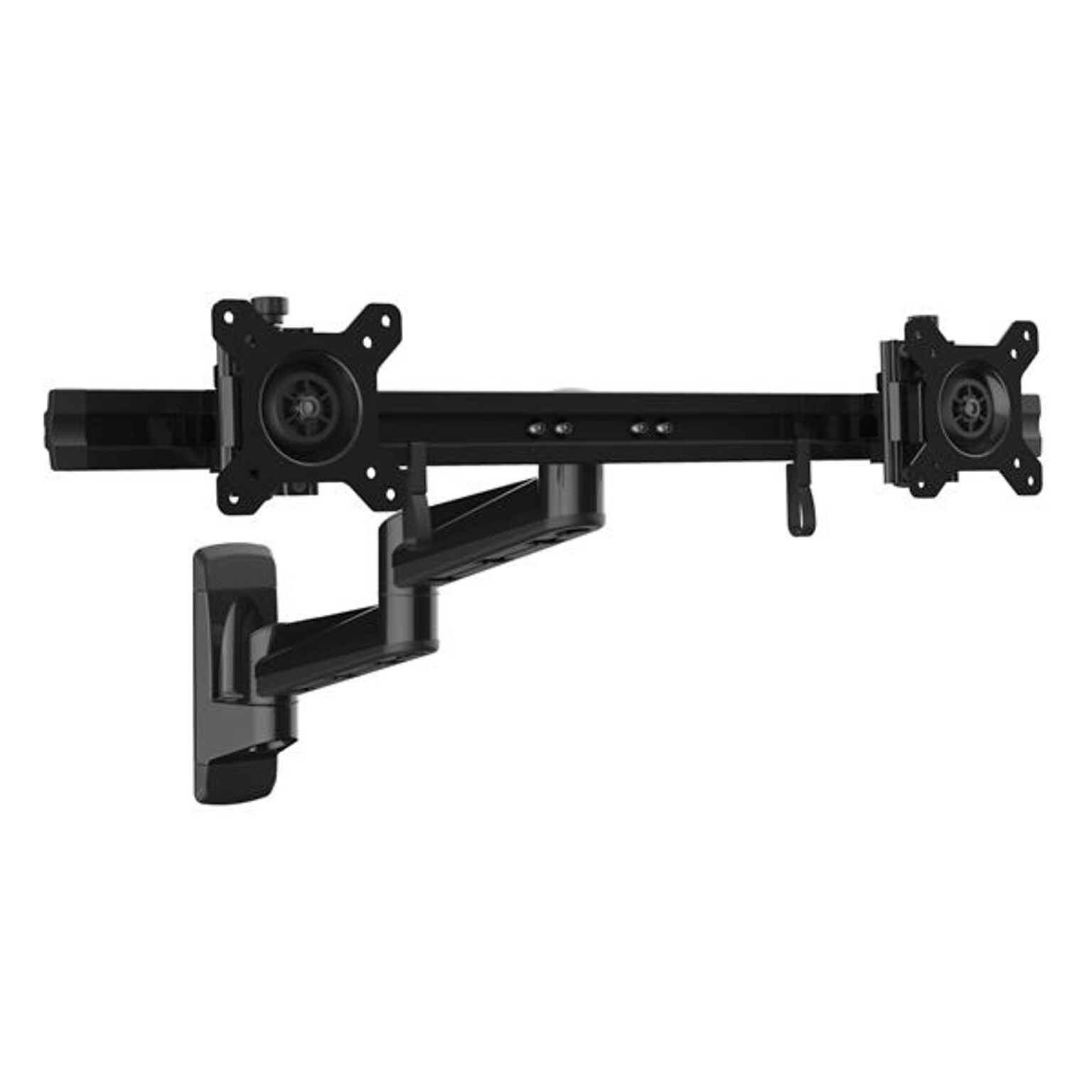 StarTech Wall Mount Dual Monitor Arm, Steel Adjustable, Up to 24, Black (ARMDUALWALL)