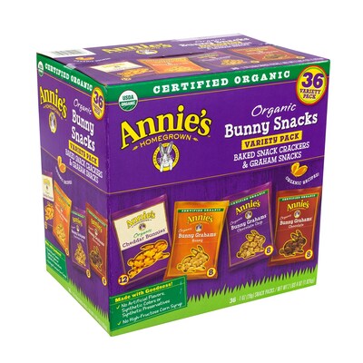 Annies Organic Bunny Snacks Variety Pack, 1 oz., 36/Pack (57225)