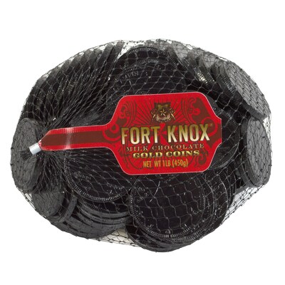 Fort Knox Milk Chocolate 1.5-inch Coins Black Foil: 1 LB