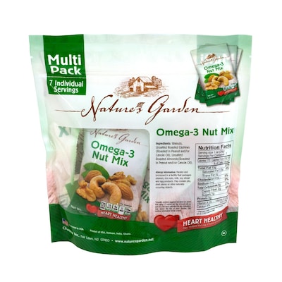 Nature's Garden Omega-3 Roasted Mixed Nuts, 1.2 oz., 7 Bags/Pack, 6/Pack (294-00007)