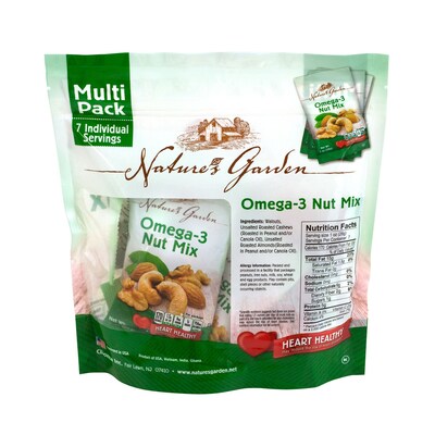 Natures Garden Omega-3 Roasted Mixed Nuts, 1.2 oz., 7 Bags/Pack, 6/Pack (294-00007)