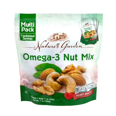 Nature's Garden Omega-3 Roasted Mixed Nuts, 1.2 oz., 7 Bags/Pack, 6/Pack (294-00007)