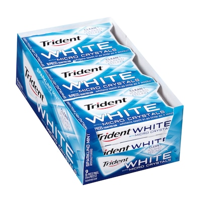 Trident White Sugar Free Sparkling Mint With Micro Crystals Gum, 16 Pieces/Pack, 9/Pack (209-02514)