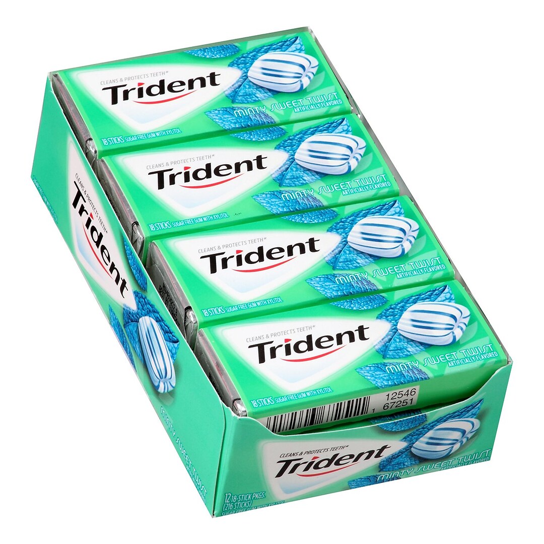 Trident Sugar Free Minty Sweet Twist Gum 14 Pieces Pack 12 Pack 9 Quill Com