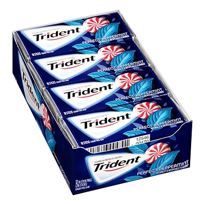 Trident Sugar Free Perfect Peppermint Gum, 14 Pieces/Pack, 12/Pack (209-02517)