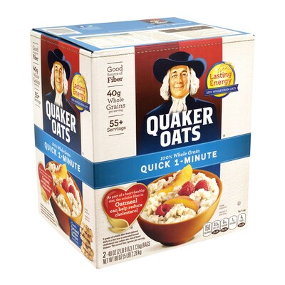 Quaker Oats Quick 1-Minute 100% Whole Grain Oats, 40 oz., 2 Pack (43532)