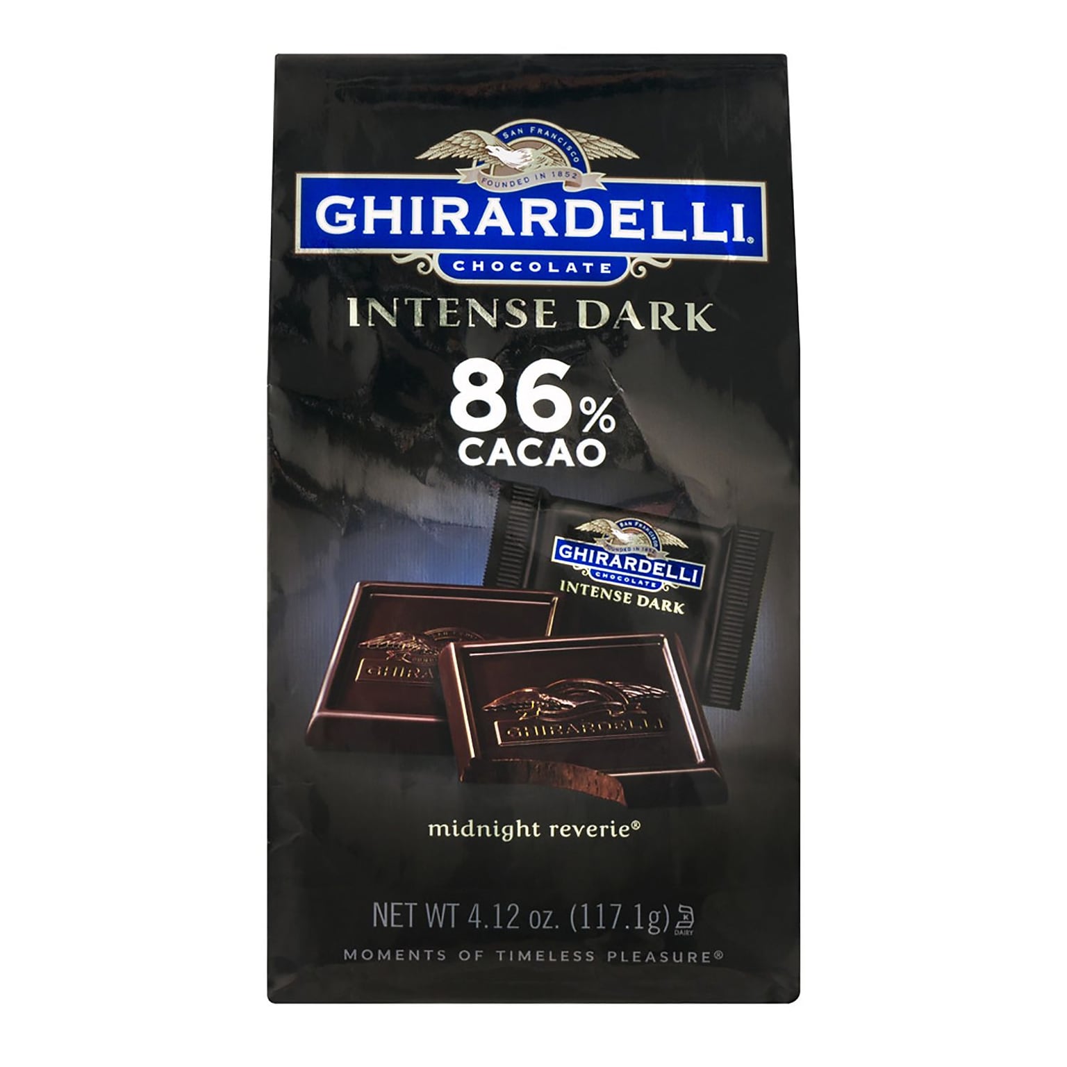 Ghirardelli Intense Dark 86% Cacao Dark Chocolate Candy Bar, 4.12 oz., 3/Bag (300-01033)