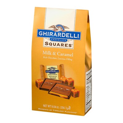 Ghirardelli Squares Milk & Caramel Milk Chocolate Candy Bar, 9.04 oz., 2/Pack (300-01034)