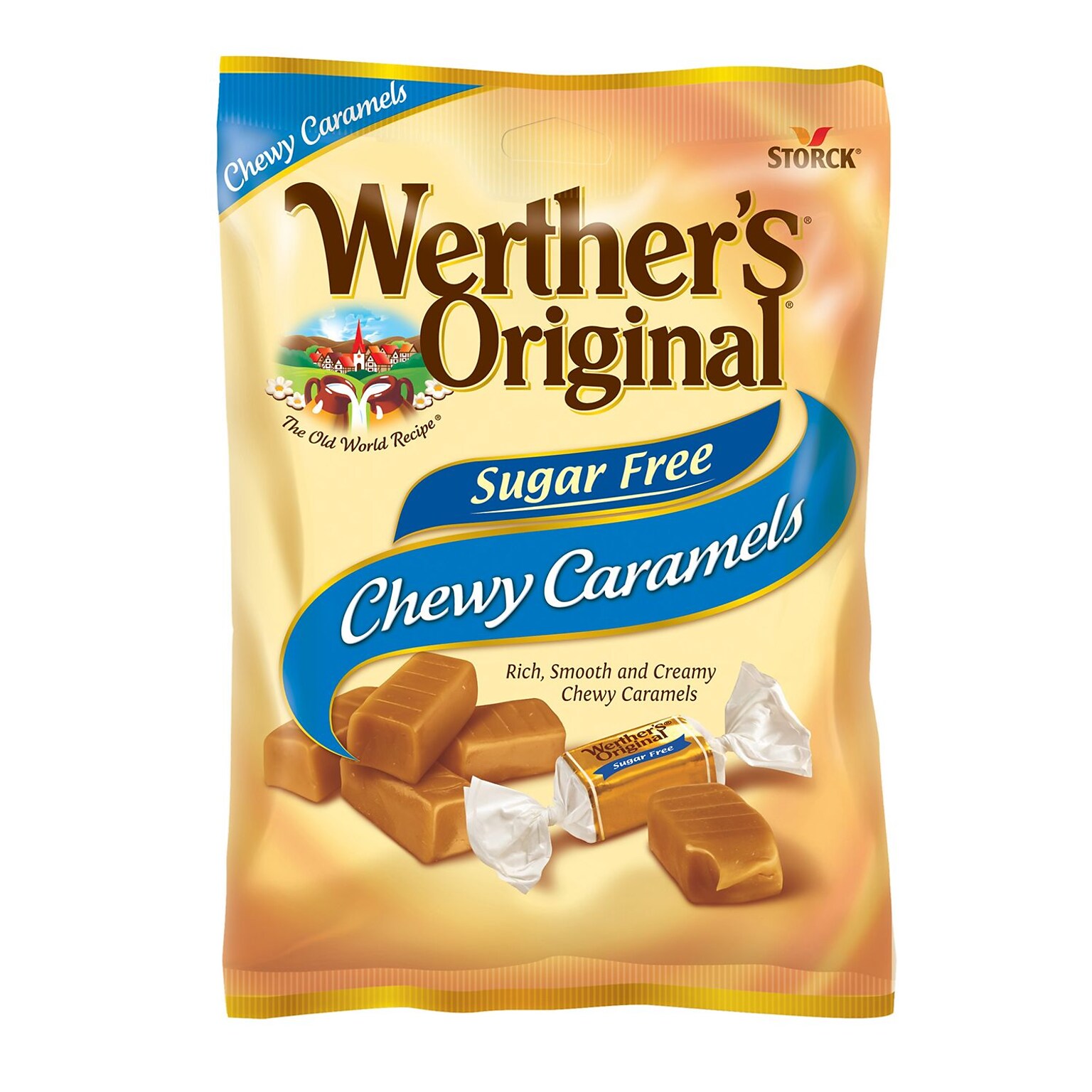 Werthers Original Sugar Free Chewy Caramel Candy, 1.46 oz., 12 Bags/Pack (302-00005)