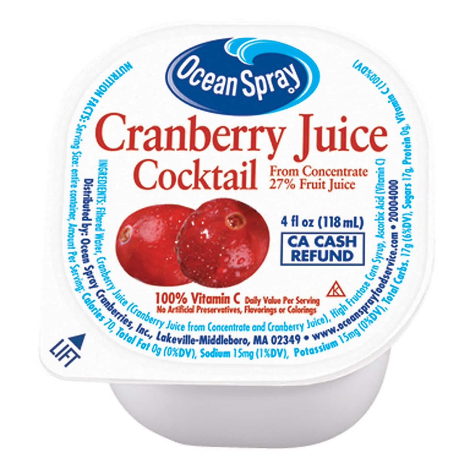 Ocean Spray Cranberry Juice Cocktail, 4 oz., 48/Case (700)